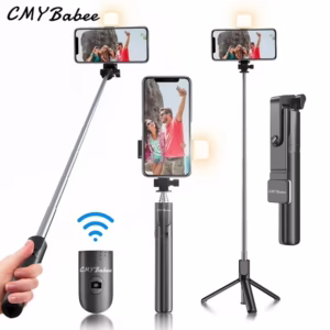 CMYBabee Selfie Stick, 40in Retractable Selfie Stick Tripod with Remote, 2 Level Fill Light